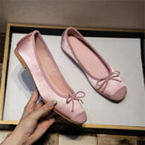 xajzpa Breathable Silk Ballerinas Ballet Flats Women Summer Autumn Slip On Loafers Square Toe Bowknot Flat Casual Shoes