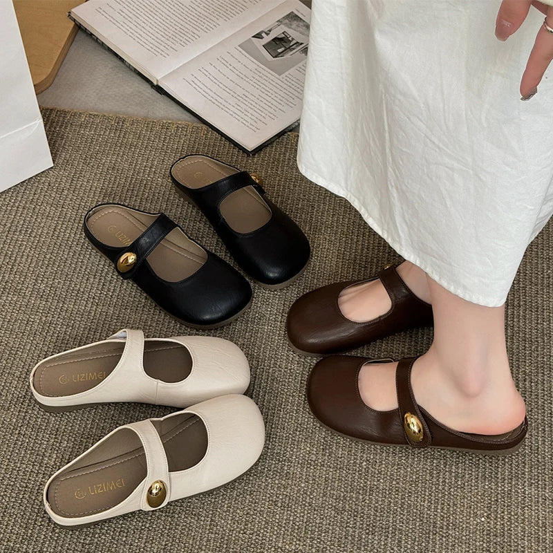 Xajzpa Shoes Woman's Slippers Cover Toe Slides 2025 Soft Mary Janes  Shoes Women Female Slippers Slides Cover Toe Soft 2025 Mary