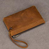 Xajzpa   Genuine Leather Men's Clutch Wallet Male Zipper Business Daily Hand Bag Large Capacity Purse For Man Phone Pouth Belt Bag