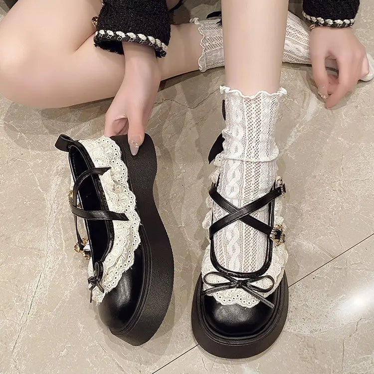 Xajzpa Cross Women's Shoes Round Toe Casual Female Sneakers Oxfords Loafers With Fur Clogs Platform Comfortable Leather Slip-on New