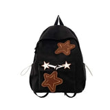 Y2K Girls Star Pattern Laptop Backpack Teen Student Large Capacity School Bookbag Corduroy Rucksack Double Strap Shoulder Bag