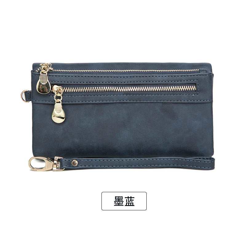 Xajzpa Retro Fashion Women's Long Wallet PU Leather High Quality Card Seat Classic Women's Wallet Multi functional Folding Zipper Wallet