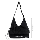 Xajzpa Casual Style Student Sports Shoulder Bag Nylon Women Drawstring Commuter Work Clothes Bag Neutral Lightweight Men Crossbody Bag