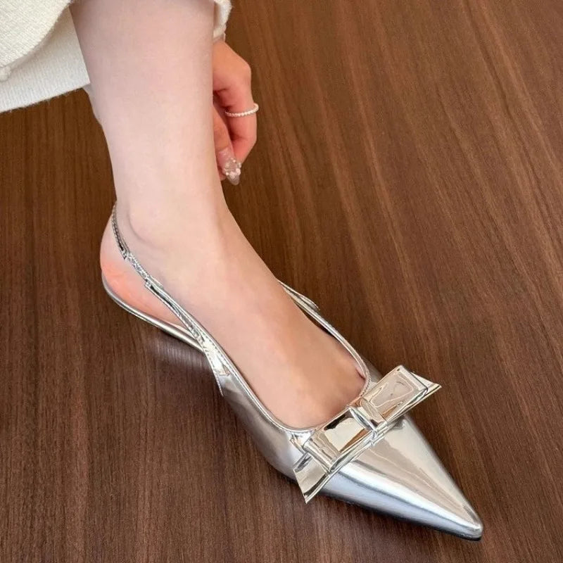 Xajzpa New Women's Versatile Bow Strap Women's High Heels Fashion Elegant Sexy Pointed Temperament Suitable for Women To Wear Sandals