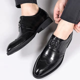 Xajzpa Men's casual shoes fashion brand classic casual men's PU leather shoes black hot selling breathable business men's shoes