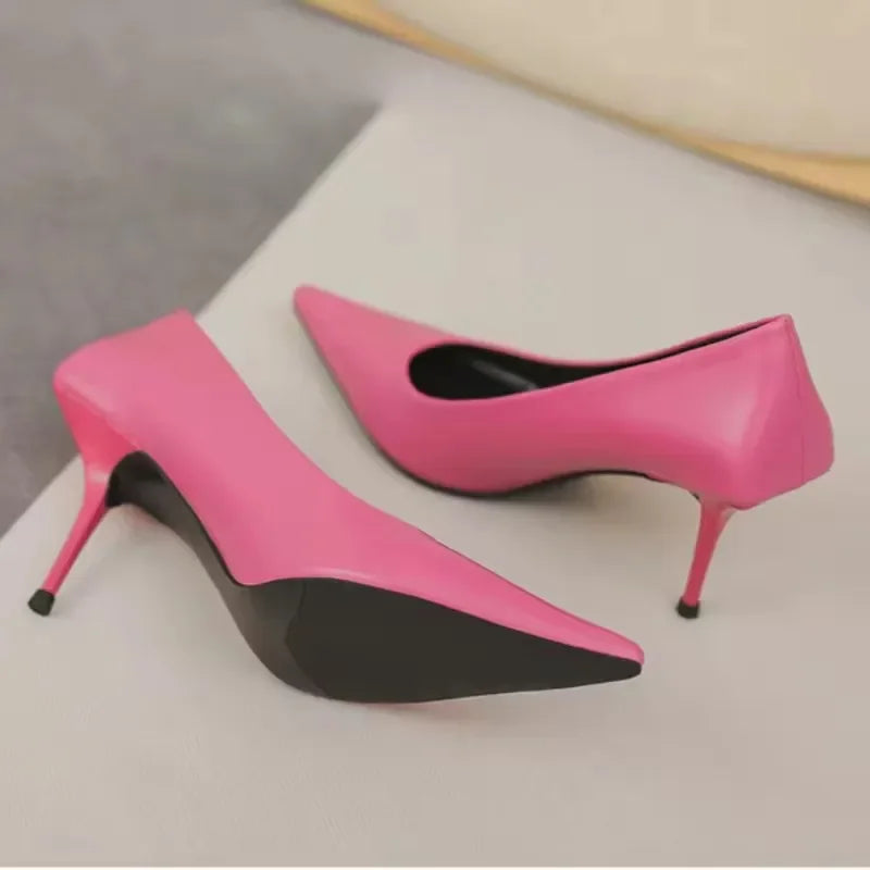Xajzpa Sexy Pointed Toe Thin High Heels Women Pumps Prom Wedding Stripper Elegant Ladies Sandals Slip On Shoes