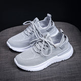 Xajzpa Autumn Women's Lace Up Flat Shoes Outdoor Fashion Black Lightweight Black Running Shoes Breathable Mesh Casual Sports Shoes
