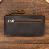 Xajzpa Men Women's Leather Purse Cellphone Pouch Iphone Bag Single Zipper Long Purse Slim Wallet for Coins Man Woman for Card Cash