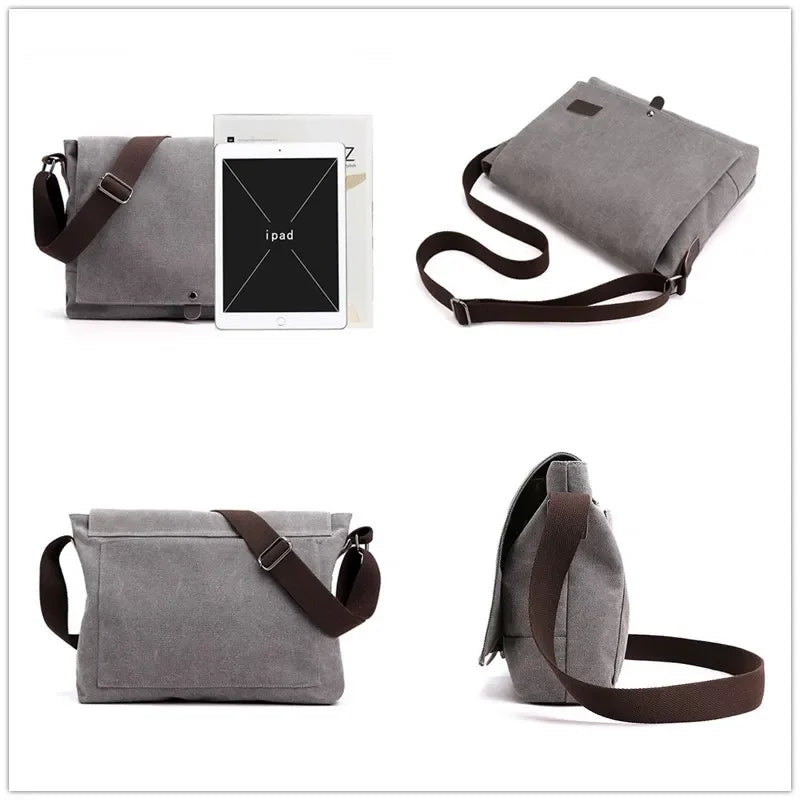 Xajzpa New Men Canvas Crossbody Shoulder Messenger Bags Man New Fashion Cross Body Bag Casual Solid Multi Function Portable Male Bag