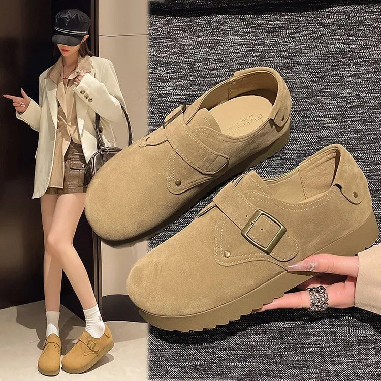 Xajzpa Slip On Shoes For Women Loafers With Fur Clogs Platform Female Footwear Autumn Slip-on New Creepers Dress Fall Shoes Woman