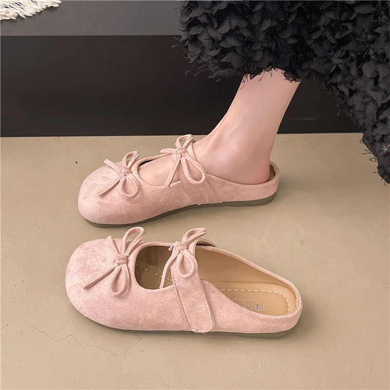Xajzpa Shoes Ladies' Slippers Slipers Women Butterfly-Knot Cover Toe 2025 Summer Flat Mary Janes Butterfly-knot Slides Shoes Woman 2025