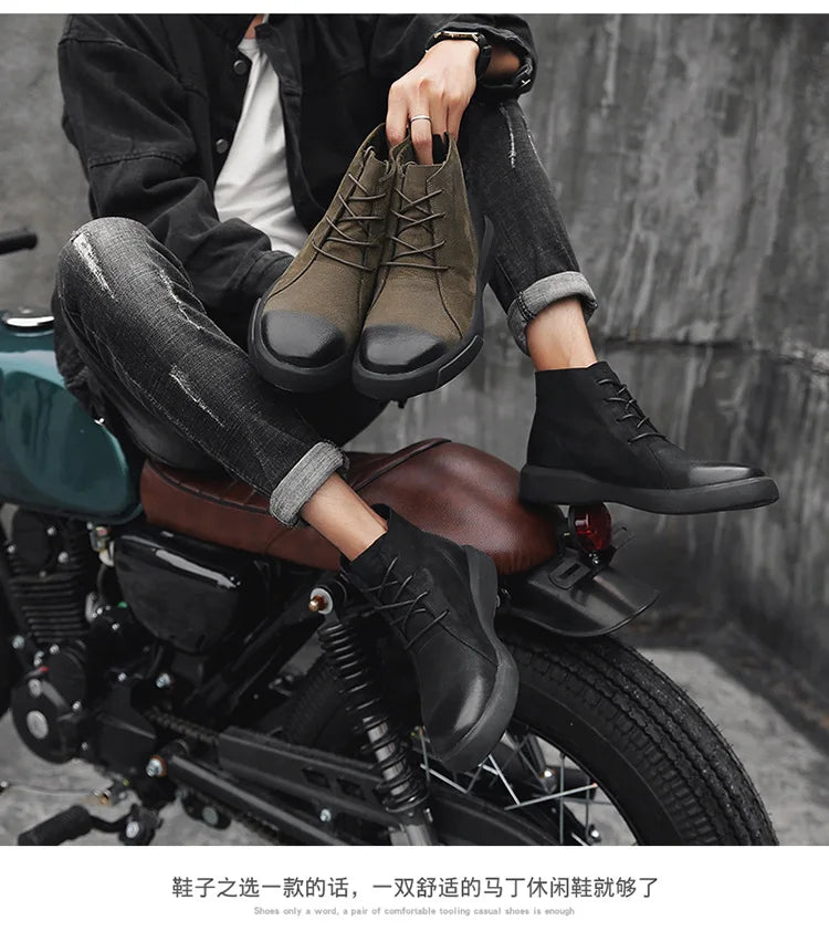 Xajzpa Men's Chelsea Cotton Boots Winter Men's Genuine Leather Shoes High Top Men Plush Sapato Social Masculino Zapatos Para Hombres