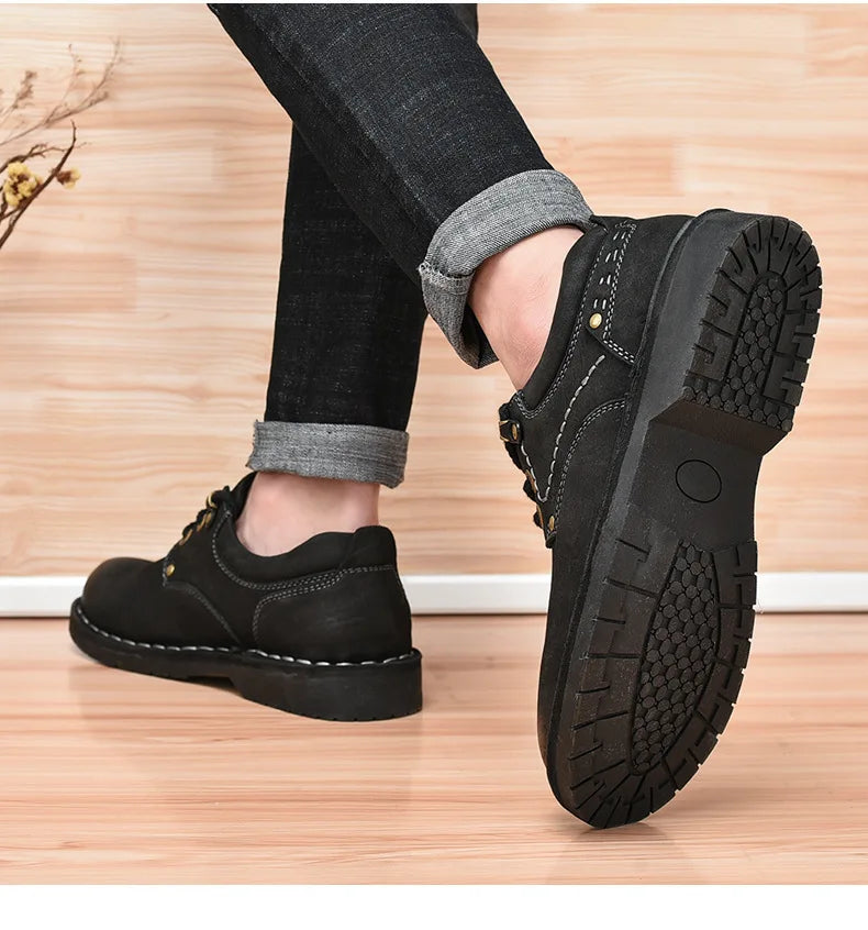 Xajzpa Men Genuine Leather Vintage Loafers Casual Shoes Mens Breathable Driving Flats Fashion Sewing Men Leisure Shoes Sneakers