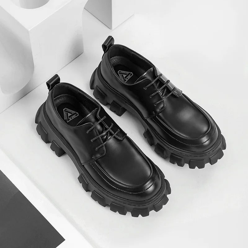 Xajzpa Men's Low-top Casual Leather Shoes Thick-soled Heightened Formal Leather Shoes Men's New Heightened All-match Men's Shoes