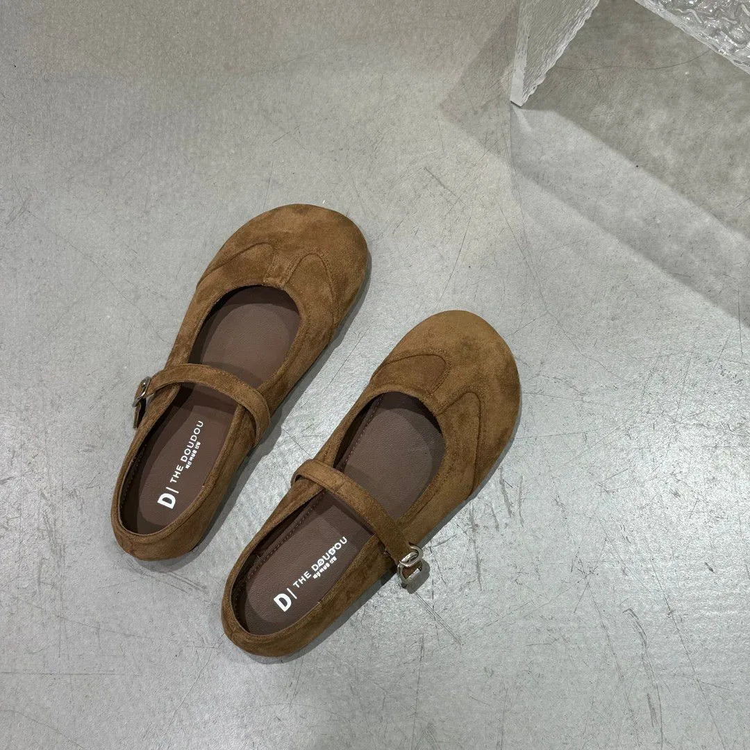 Xajzpa New Women Flats Soft Leather Eelgant Dress Shoes Spring Brand New Round Toe Shallow Slip on Ladies Casual Ballet Shoes