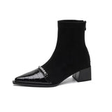 Xajzpa Pointed Toe Women Snow Ankle Boots High Heels Sexy Shoes Chunky Designer Chelsea Boots Winter New Trend Goth Botas De Mujer