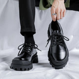 Xajzpa Original Design New British Style Lacquer Leather Men's Shoes Black Elevated Shoes Lace up Business Casual Shoes