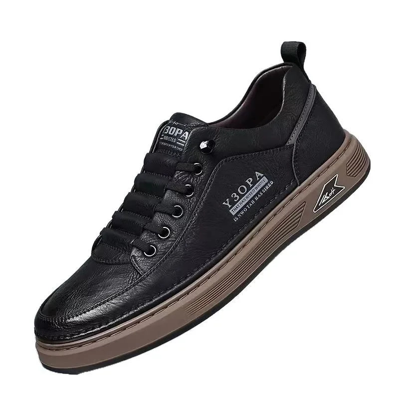 Xajzpa Leather Casual Shoes for Men Breathable White Sneakers Fashion Driving Walking Tennis Shoes for Male Italian Office Flats Shoes