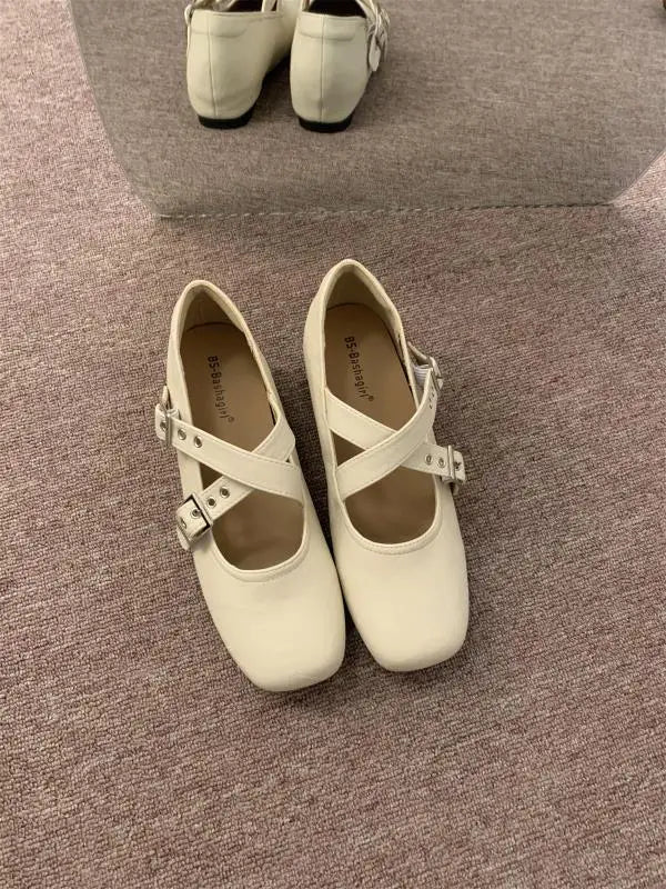 Xajzpa Square Toe Shallow Mouth Grandma Shoes Clogs Platform Increas Height Women's Moccasins Female Footwear Summer Creepers Retro New