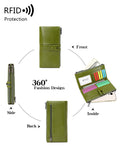 Xajzpa RFID Women's Long Wallet PU Leather Handbag with Multiple Card Slots, Coin Zipper Wallet, Women's Mobile Wallet