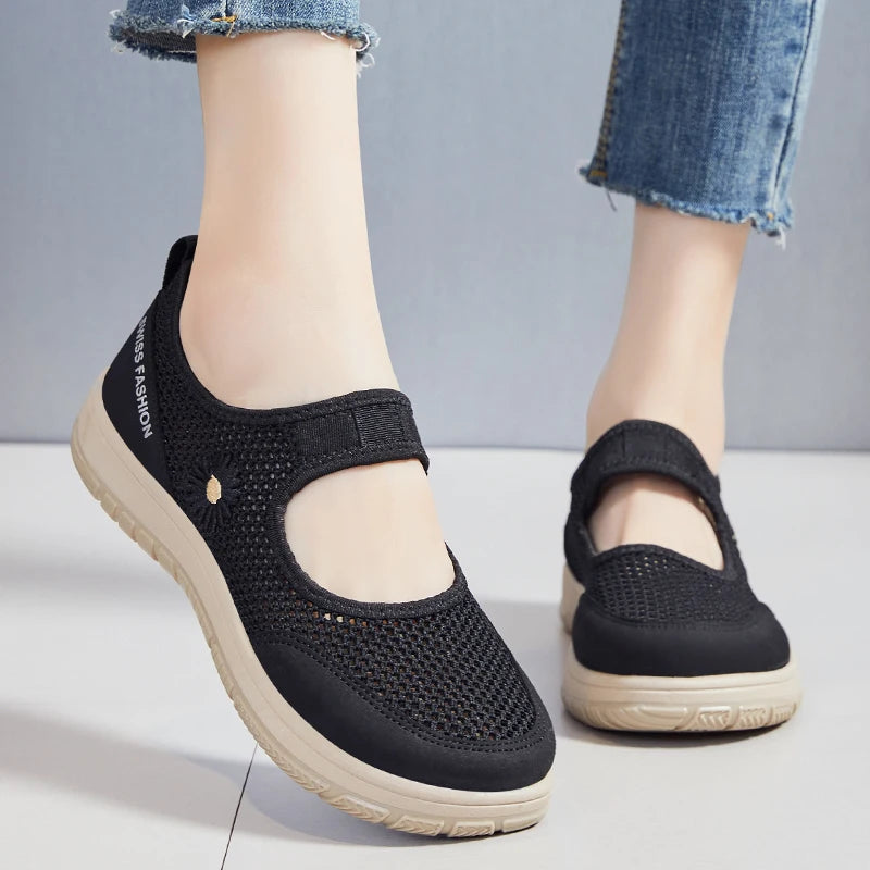 Xajzpa Women Shoes Breathable Vulcanized Shoes Fashion Comfortable Female Dance Work Shoes Breathable Mesh Casual Walking Shoes Ladies