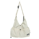 Xajzpa Casual Style Student Sports Shoulder Bag Nylon Women Drawstring Commuter Work Clothes Bag Neutral Lightweight Men Crossbody Bag