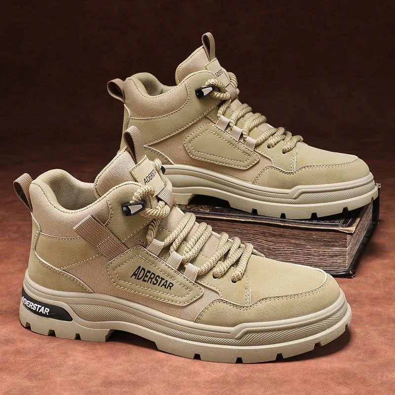 Xajzpa Autumn 2025 New Fashionable Workwear Boots Outdoor Trend Hiking Shoes Men's Thick Soled Gray Casual Shoes Men's  Flat Boots