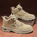 Xajzpa Autumn 2025 New Fashionable Workwear Boots Outdoor Trend Hiking Shoes Men's Thick Soled Gray Casual Shoes Men's  Flat Boots