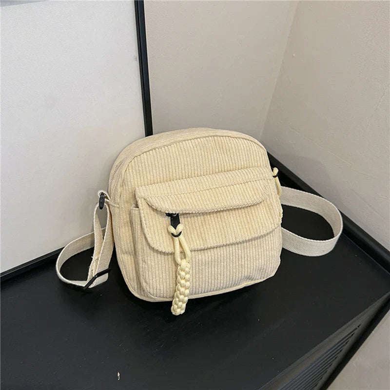 Xajzpa  Simple Versatile Crossbody Bag Fashionable Casual Small Square Bag Personalized Commuting Shoulder Bag Corduroy Unisex Trend