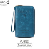 Xajzpa RFID Passport Wallet for Women and Men, PU Leather Card Holder Passport Case for Travel Essential Items for Family Vacation
