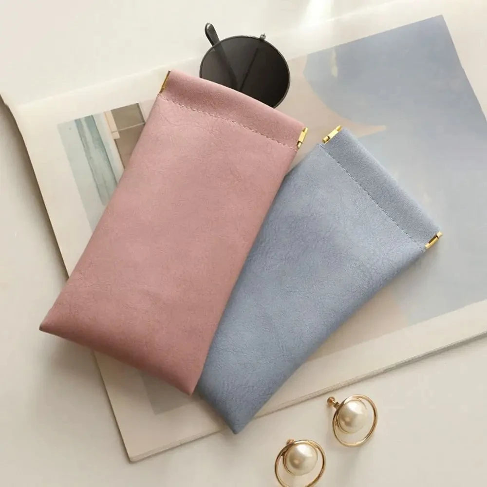 Xajzpa Glasses Bag Sunglasses MEN'S AND WOMEN'S Storage Set Elastic Plate Mouth Automatic Closing Glasses Storage Bag