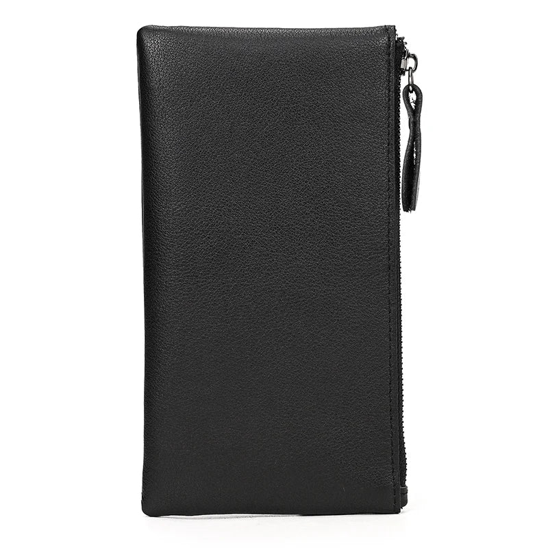 Xajzpa Leather Men Clutch Wallet Genuine Leather Zipper Business Men Day Bag Large Capacity Card Holder Purse Man Phone Pouth