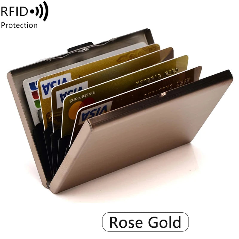 Xajzpa Credit Card Holder Stainless Steel Credit Card Holder Metal ID Card Holder RFID Wallet Female or Male Business Card Holder