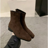 Xajzpa Coarse Heeled Suede Women's Boots Casual Versatile Suitable Daily Shoes Women Trend Winter Trendy Ankle Boots Added Suede