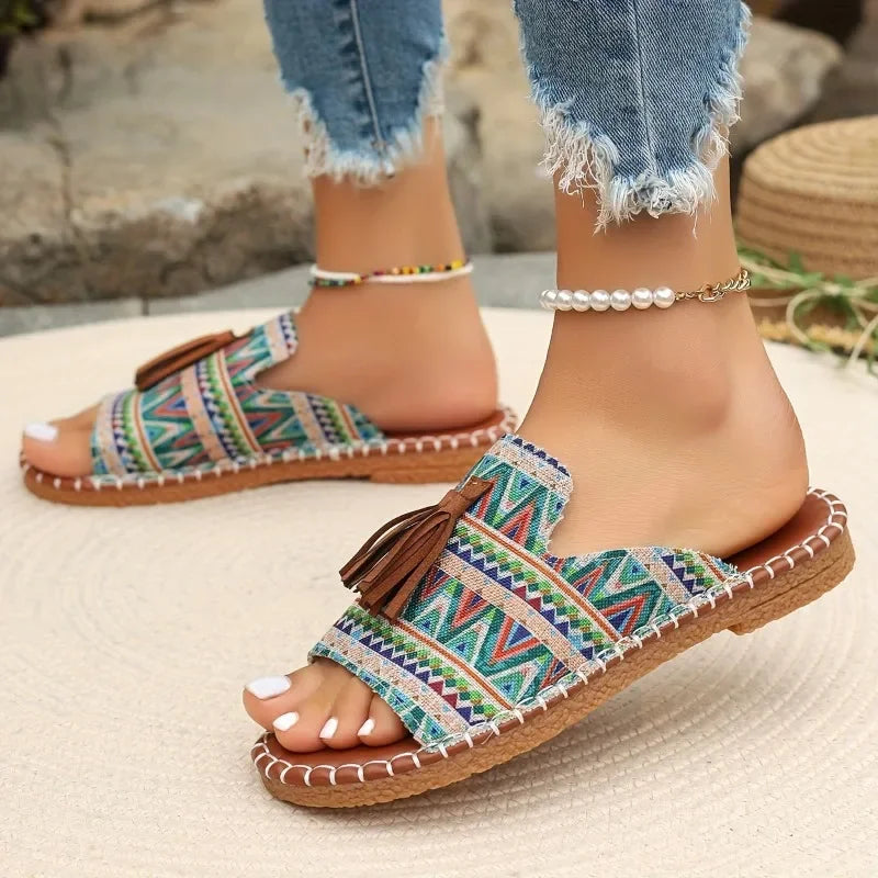 Xajzpa Women Casual Beach Holiday Luxury Sandals 2025 Summer New Fashion Outdoor Flat Sandals Open Toe Sandals Women Shoes for Women