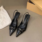 Xajzpa New Women's High Heel Shoes Fashion Slip-on Women's High Heels Pumps Solid Office and Career Sexy Pointed Toe Heeled Sandals