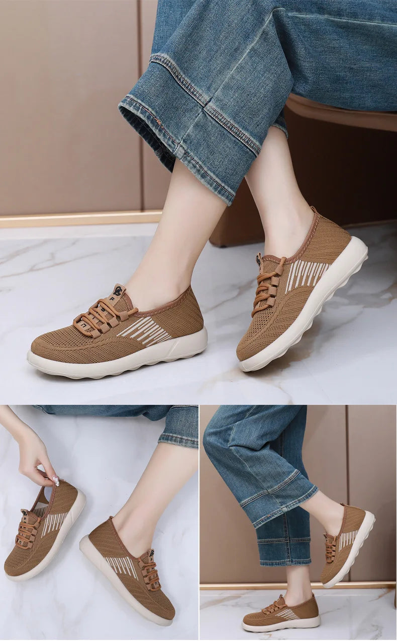 Xajzpa 2025 Summer New Women's Traditional Cloth Shoes High Elastic Knitted Casual Walking Shoes Lightweight Travel Footwea