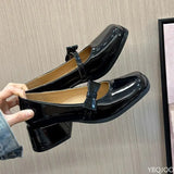 Xajzpa Spring Summer New coarse heeled women's single shoes bow pink simple comfortable versatile elegant sweet women's shoes