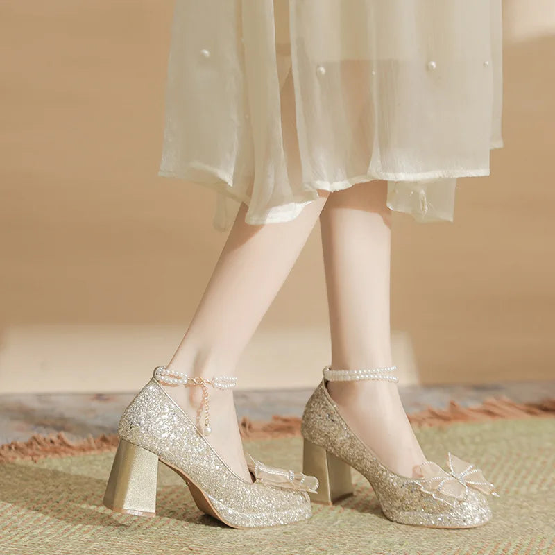 Xajzpa Shallow Mouth Beige High Heels Velvet Shoes Women 12cm Flock Rubber PU Slides Hoof Velvet Shoes Women Shallow Mouth Beige High H