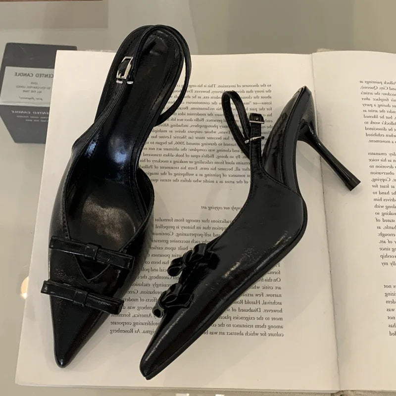 Xajzpa Spring Fashion Butterfly-knot Buckle Strap Women Pumps Sexy Pointed Toe Thin High Heels Party Wedding Shoes Zapatillas De Mujer