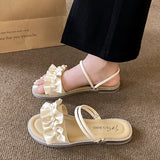 Xajzpa Slippers Women Summer Luxury Slides String Bead Flat Shoes Female Pantofle Designer Soft 2025 Scandals Slippers Women Summer Sli