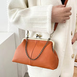 Xajzpa  Elegant PU Women Small Shoulder Bag Luxury Designer Clip Clutch Retro Ladies Purse and Handbags Crossbody Bags Soft Leather