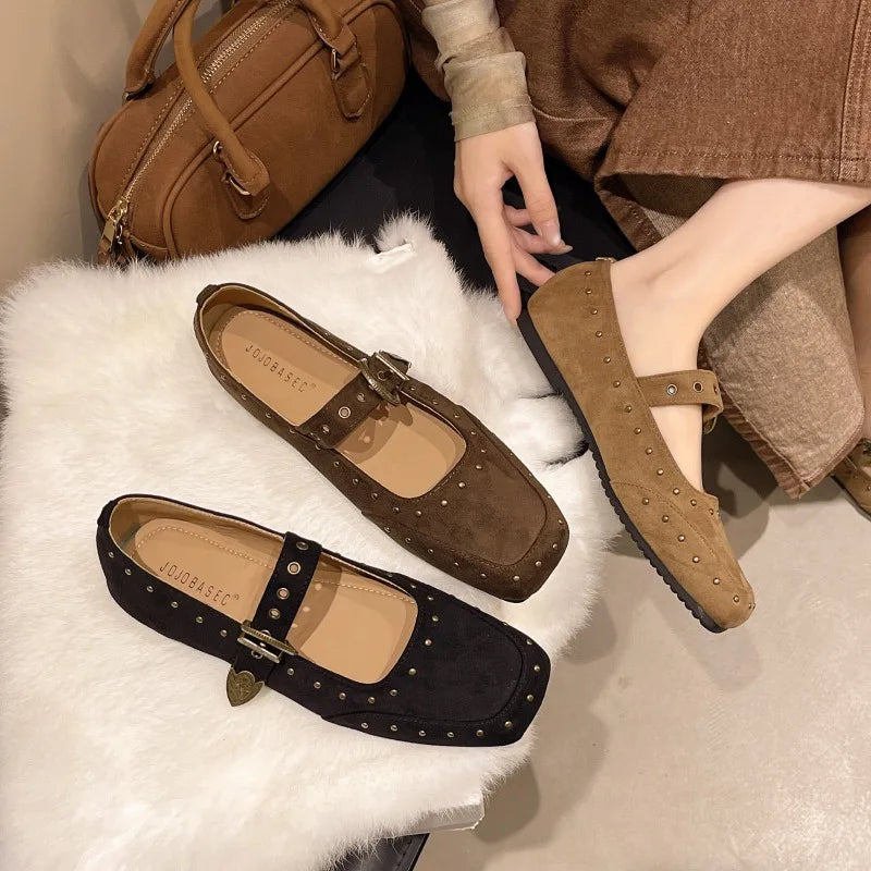 Xajzpa New Style Fashion Women's Elegant Retro Mary Jane Women's Casual Flat Shoes Soft Comfortable Ballet Shoes Women Zapatos Mujer