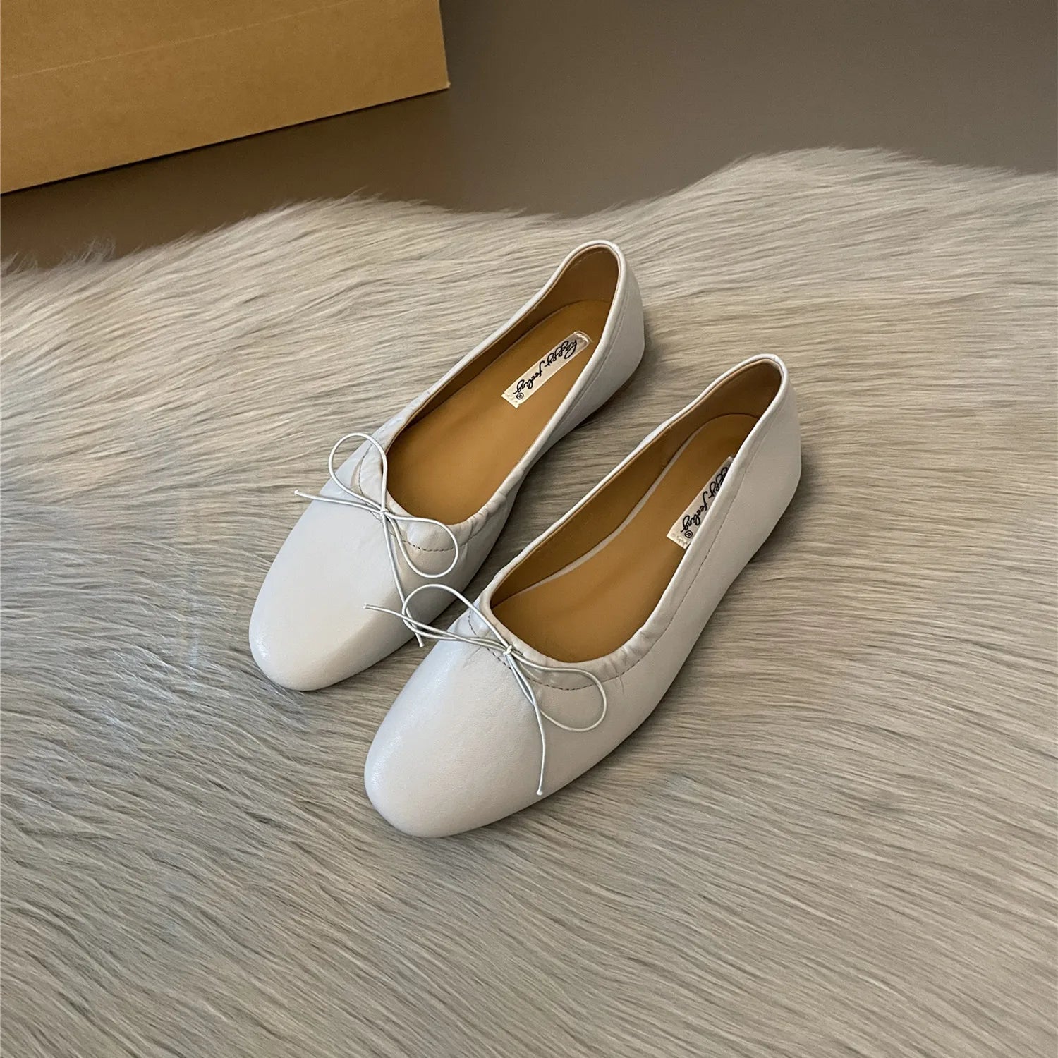 Xajzpa Fashion Bow Tie Flats Ballet Shoes Women Female Ballet Round Toe Shallow Cut Ballerina Soft Moccasin Dress Shoes Zapato