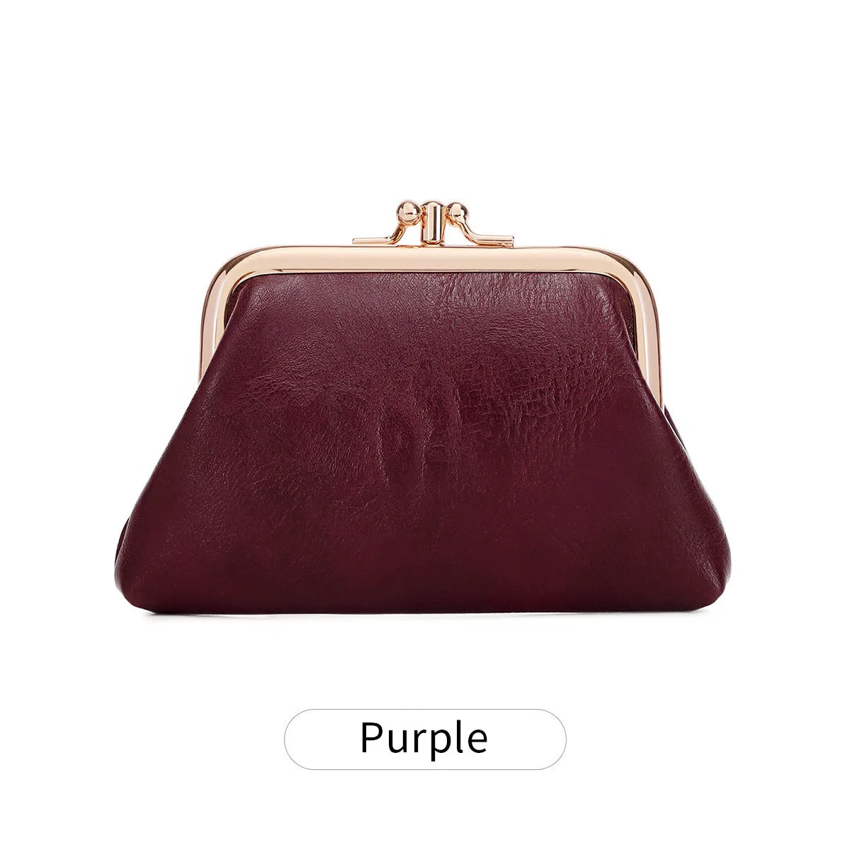Xajzpa Cute Clip Lock Women's Coin Purse Retro Solid Color Bifold Kiss Lock Small Wallet Simple PU Leather Lipstick Portable Pocket Bag