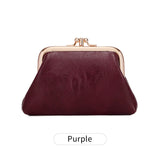 Xajzpa Cute Clip Lock Women's Coin Purse Retro Solid Color Bifold Kiss Lock Small Wallet Simple PU Leather Lipstick Portable Pocket Bag