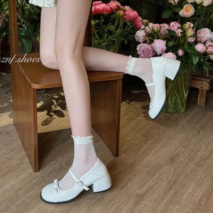 Xajzpa Spring Mary Jane Shoes Women's Elegant Low Heel Shoes Fashion Casual Buckle Single Shoes Ladies College Style Footwear