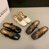 Xajzpa Summers New Style Women Cover Toe Mules Slippers Fashion Shallow Slip on Slide Ladies Women's Elegant Dress Shoes Zapatos Mujer