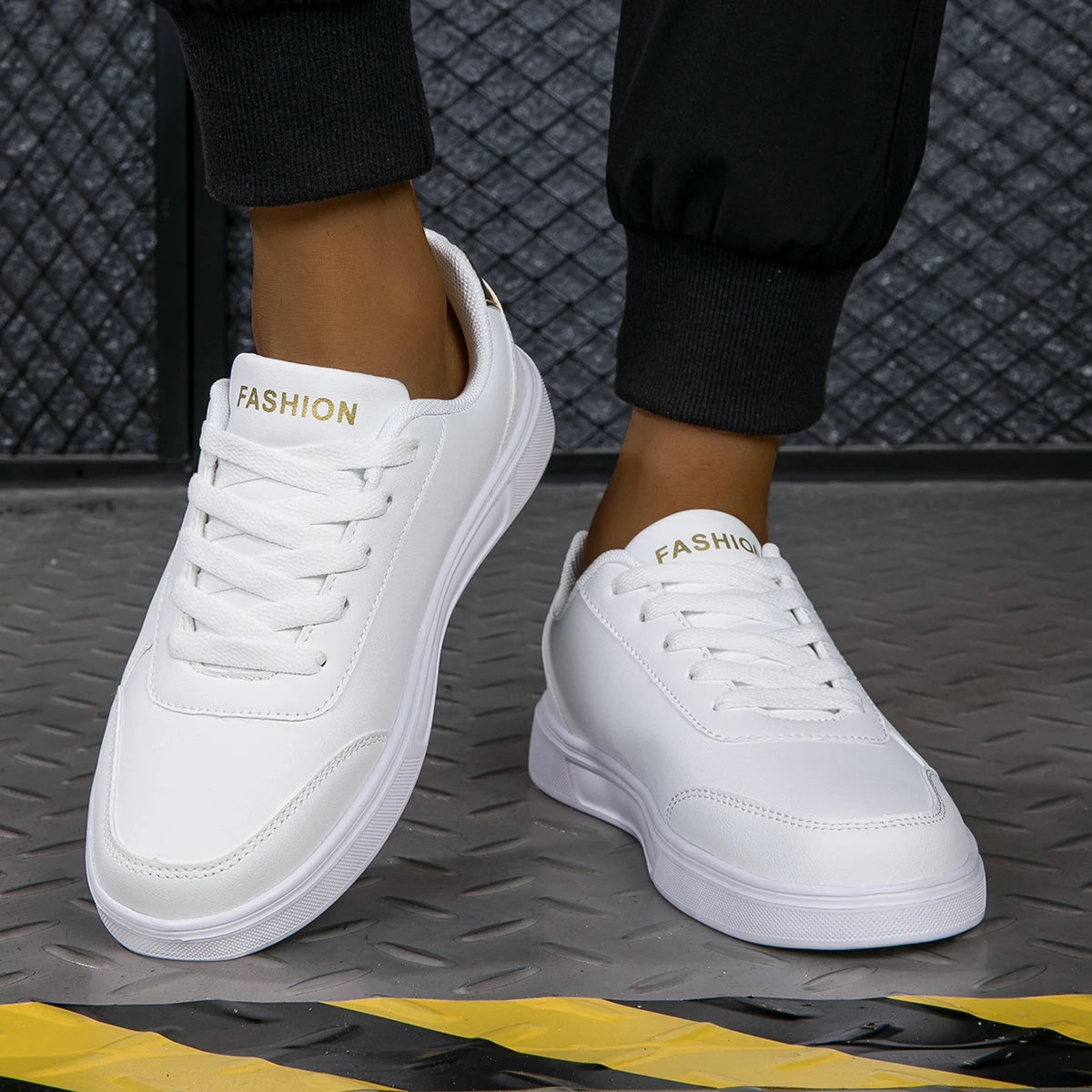 Xajzpa Women's White Shoes Spring Autumn Outdoor Flat Casual Sports Shoes Men New EVA Sole Lace Up Round Toe Fashionable Office Shoes