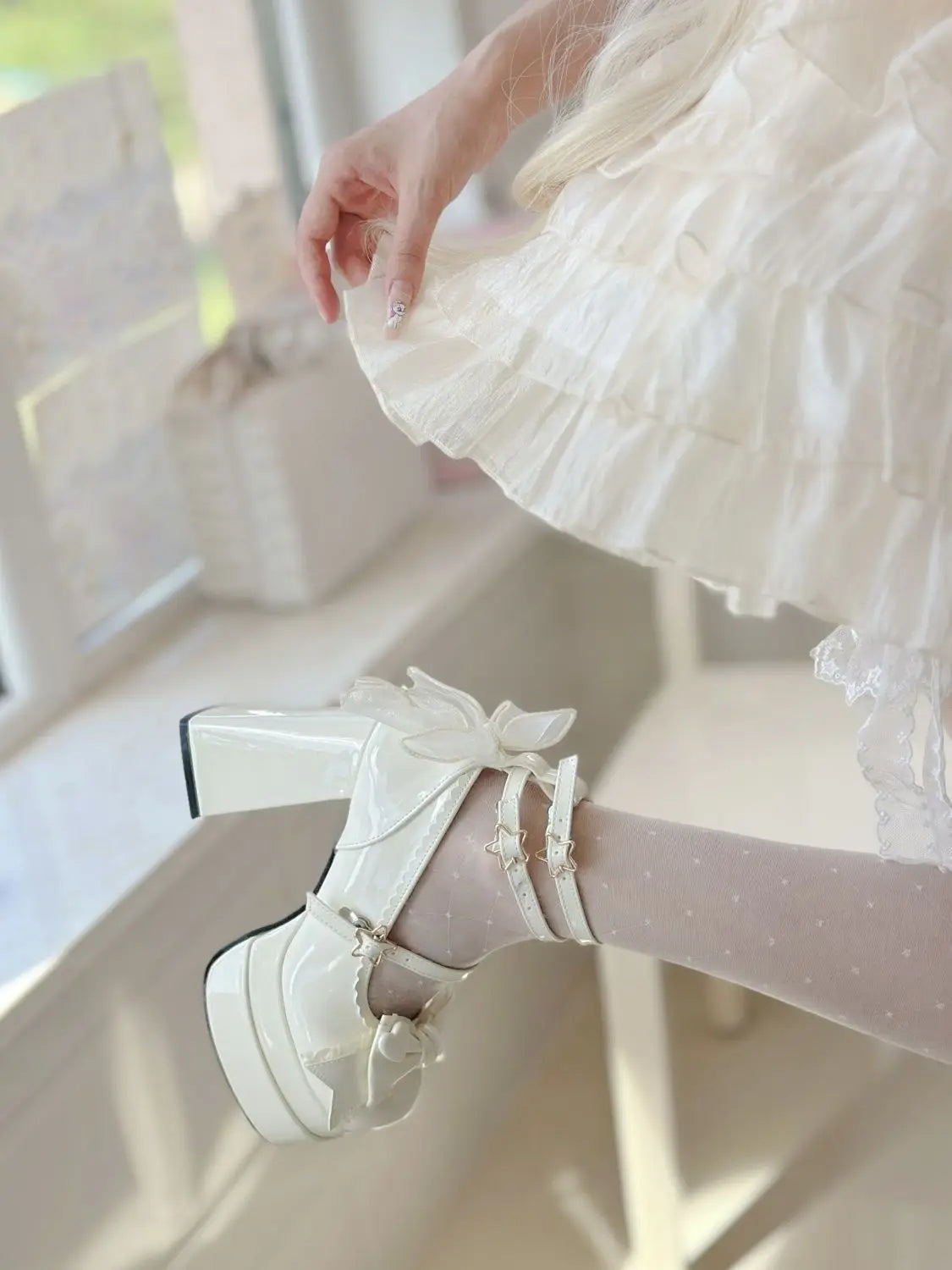Xajzpa 2025 Christmas Women's Sweet JK Princess Lolita High Heels Girlish Campus Style Leather Shoes